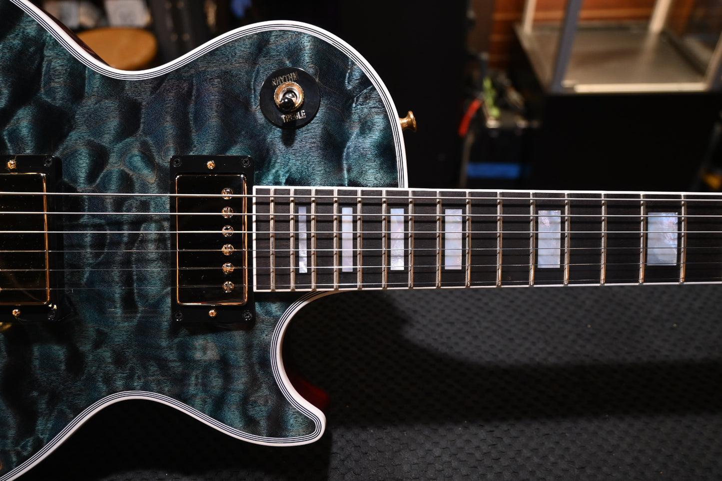 Gibson Custom Shop Les Paul Axcess Custom 5A Quilt PSL - Nordic Blue Guitar #0416 - Danville Music