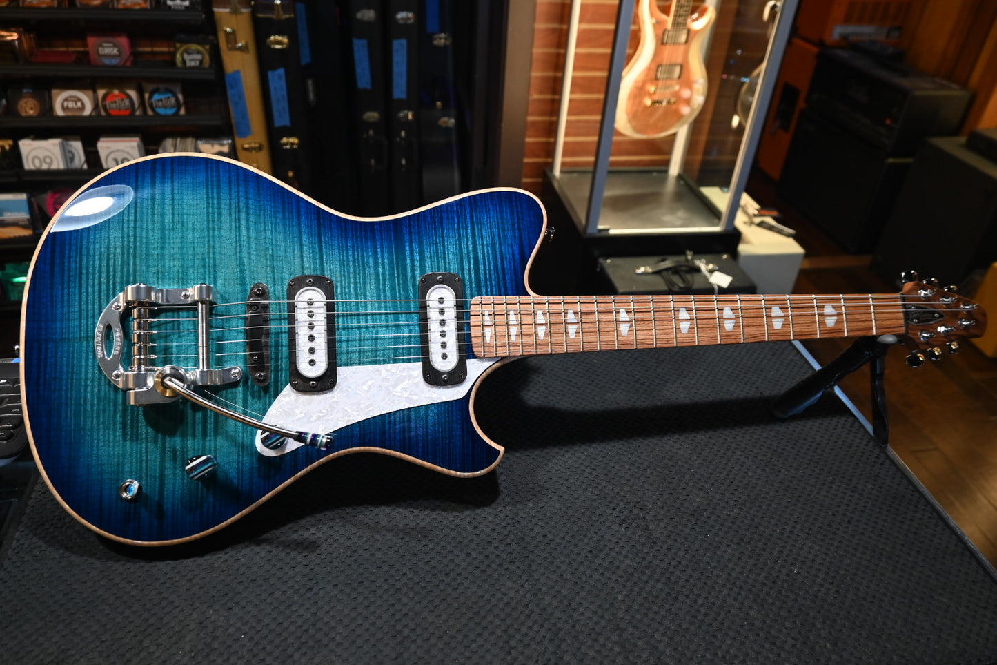Powers Electric A-Type Select Maple PF42 CamTail - Blue Lagoon Guitar #A667 - Danville Music