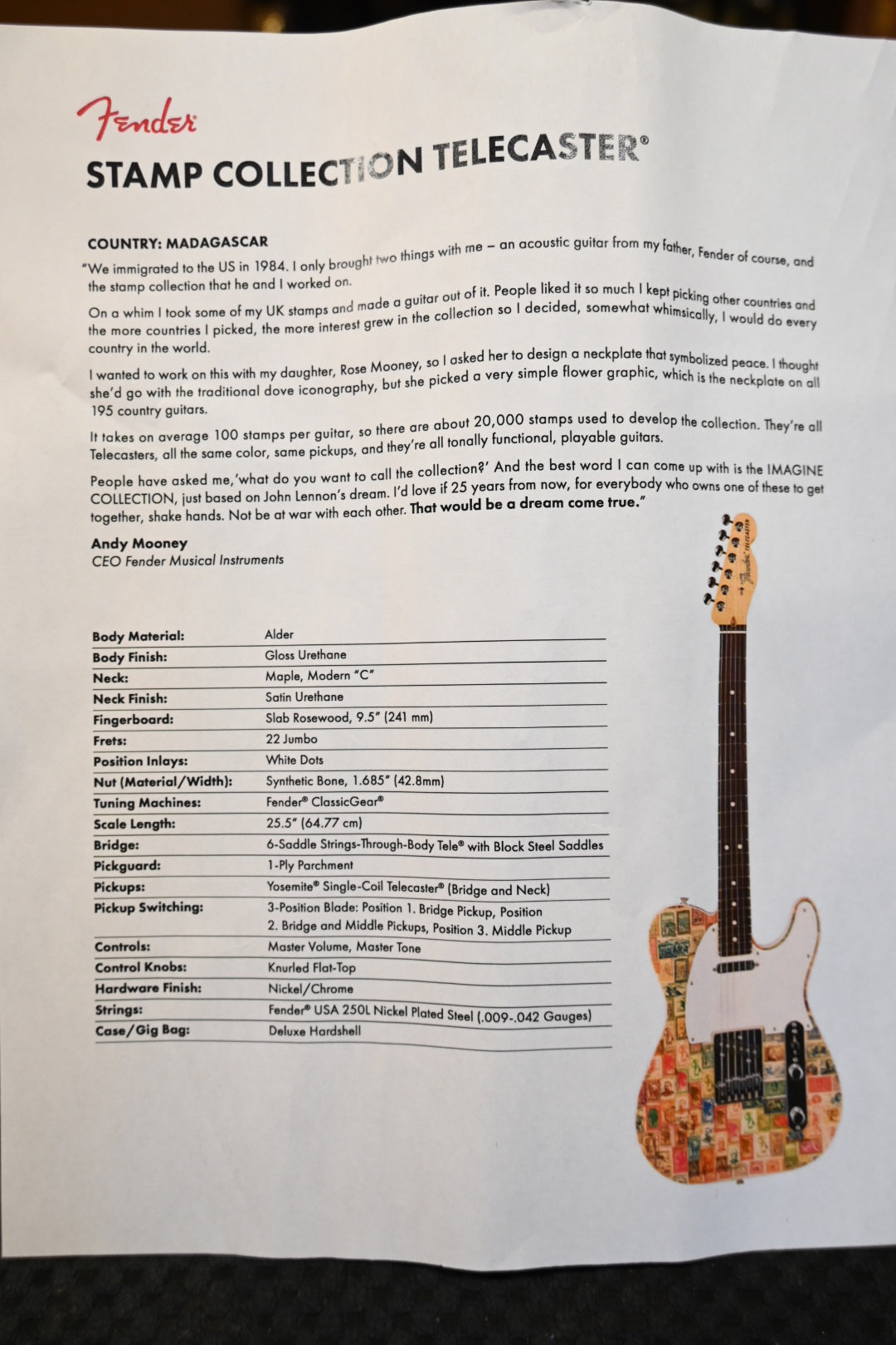 Fender Stamp Collection Telecaster - Madagascar Guitar #9840