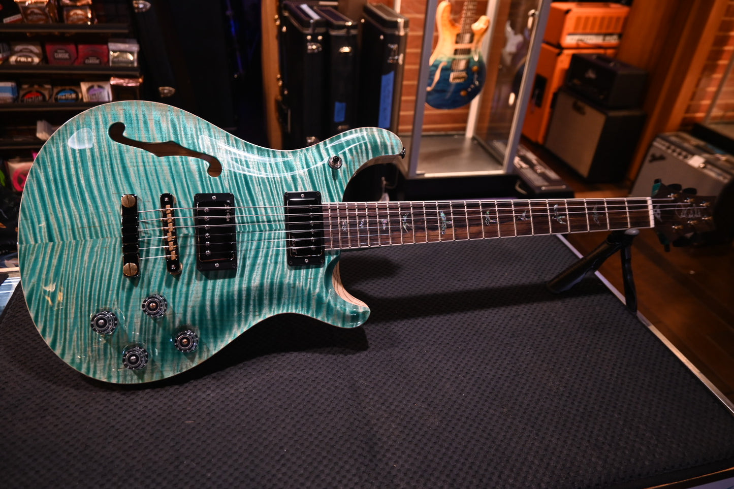 PRS Wood Library McCarty 594 Semi-Hollow Danville Music 35th Anniversary Artist Top - Bahamian Blue Guitar #8198 - Danville Music