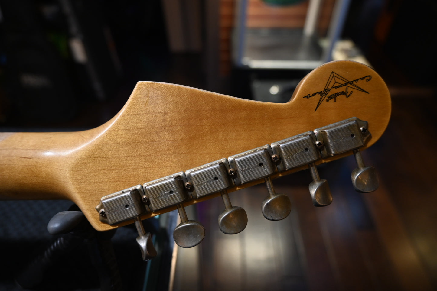 Fender Custom Shop Vintage Custom 1969 Stratocaster Heavy Relic - British Racing Green over 3-Color Sunburst Guitar #4818 - Danville Music