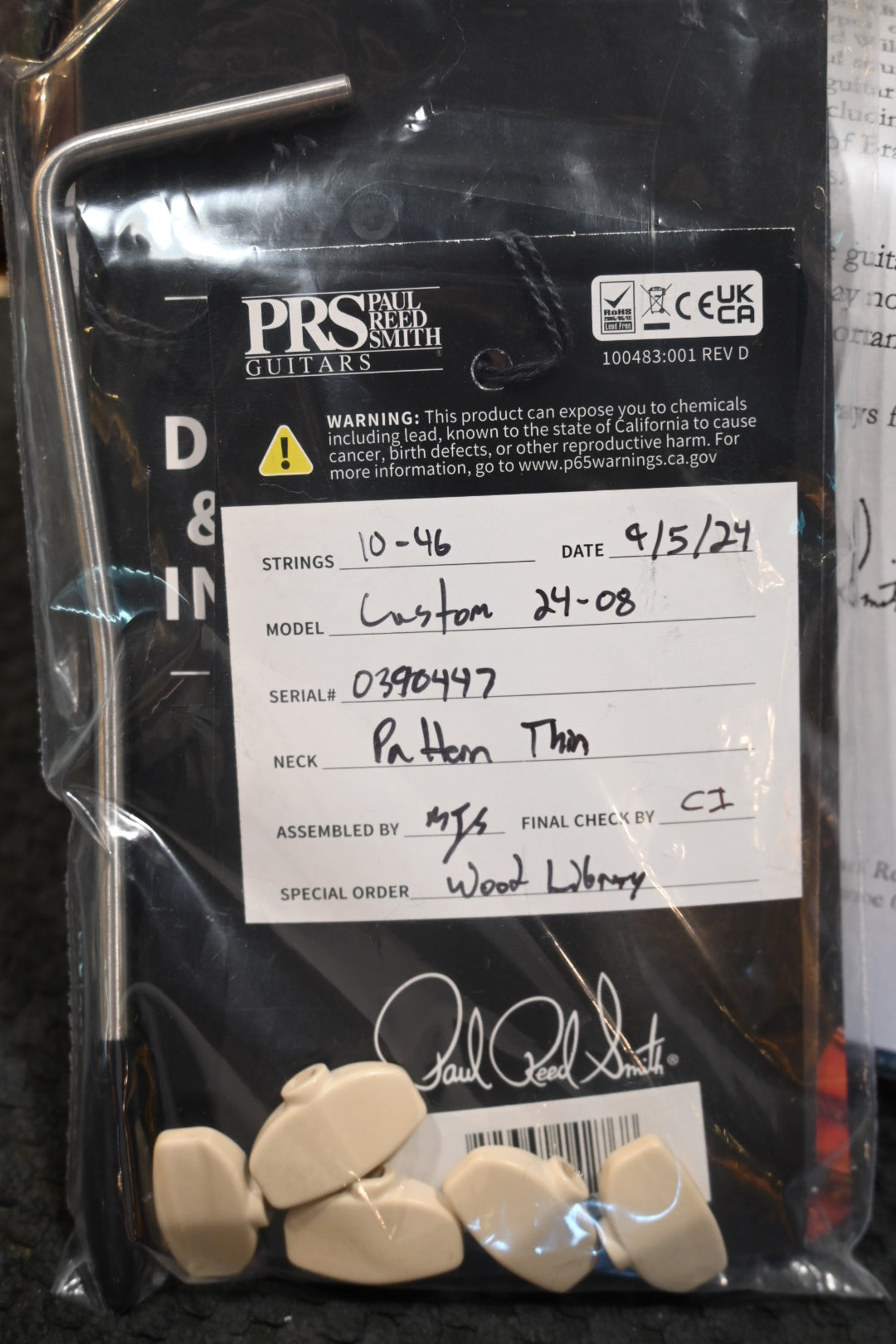 PRS Wood Library Custom 24-08 2024 - Charcoal Burst Guitar #0447 - Danville Music