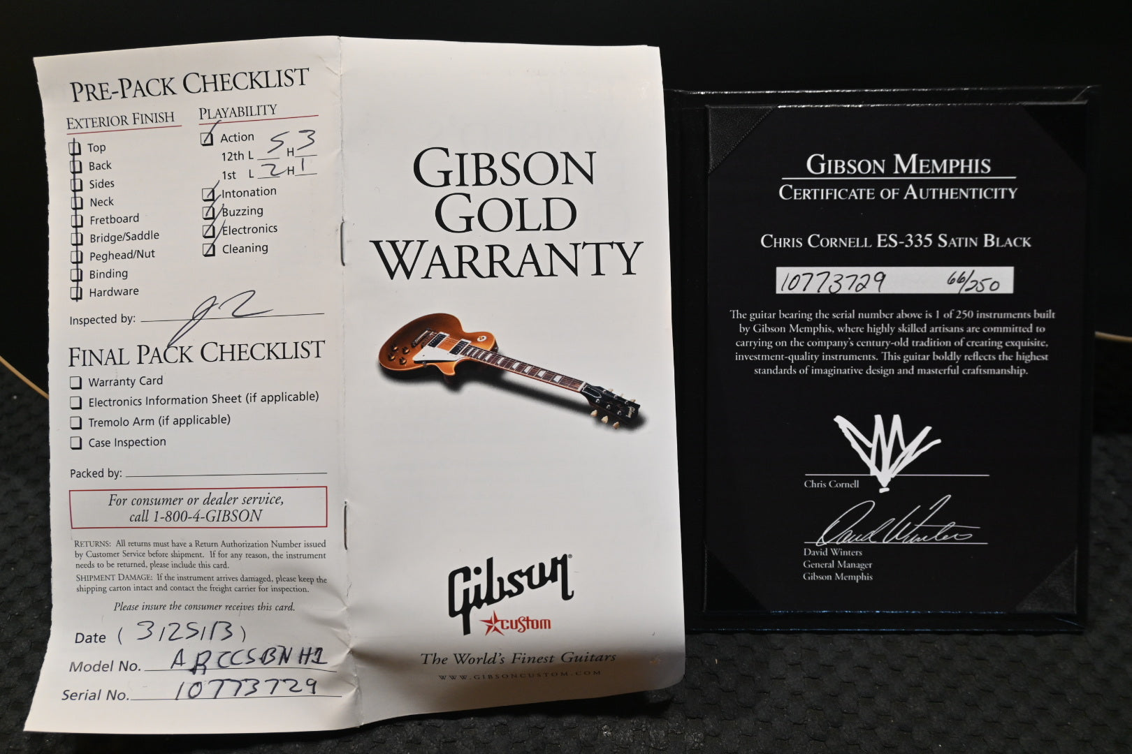 Gibson Chris Cornell ES-335 2013 - Satin Black Guitar #3729 - Danville Music
