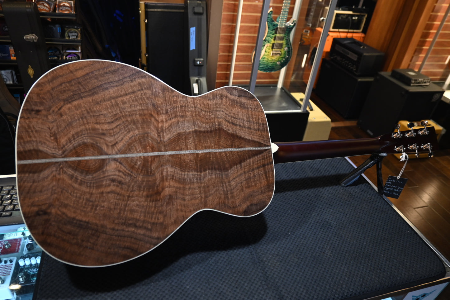 Santa Cruz OM Moon Spruce Bear Claw/Figured Walnut - Georgia Peach Guitar #6242 - Danville Music