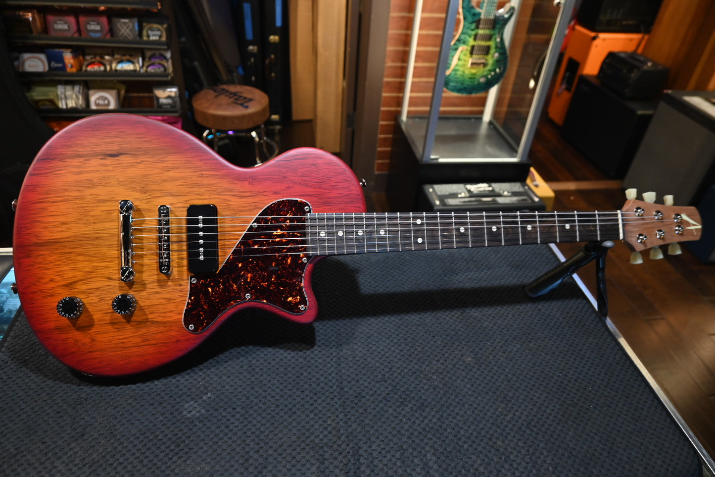 Tom Anderson Bobcat Cub - Transparent Amber to Cherry Burst Satin Guitar #224P - Danville Music