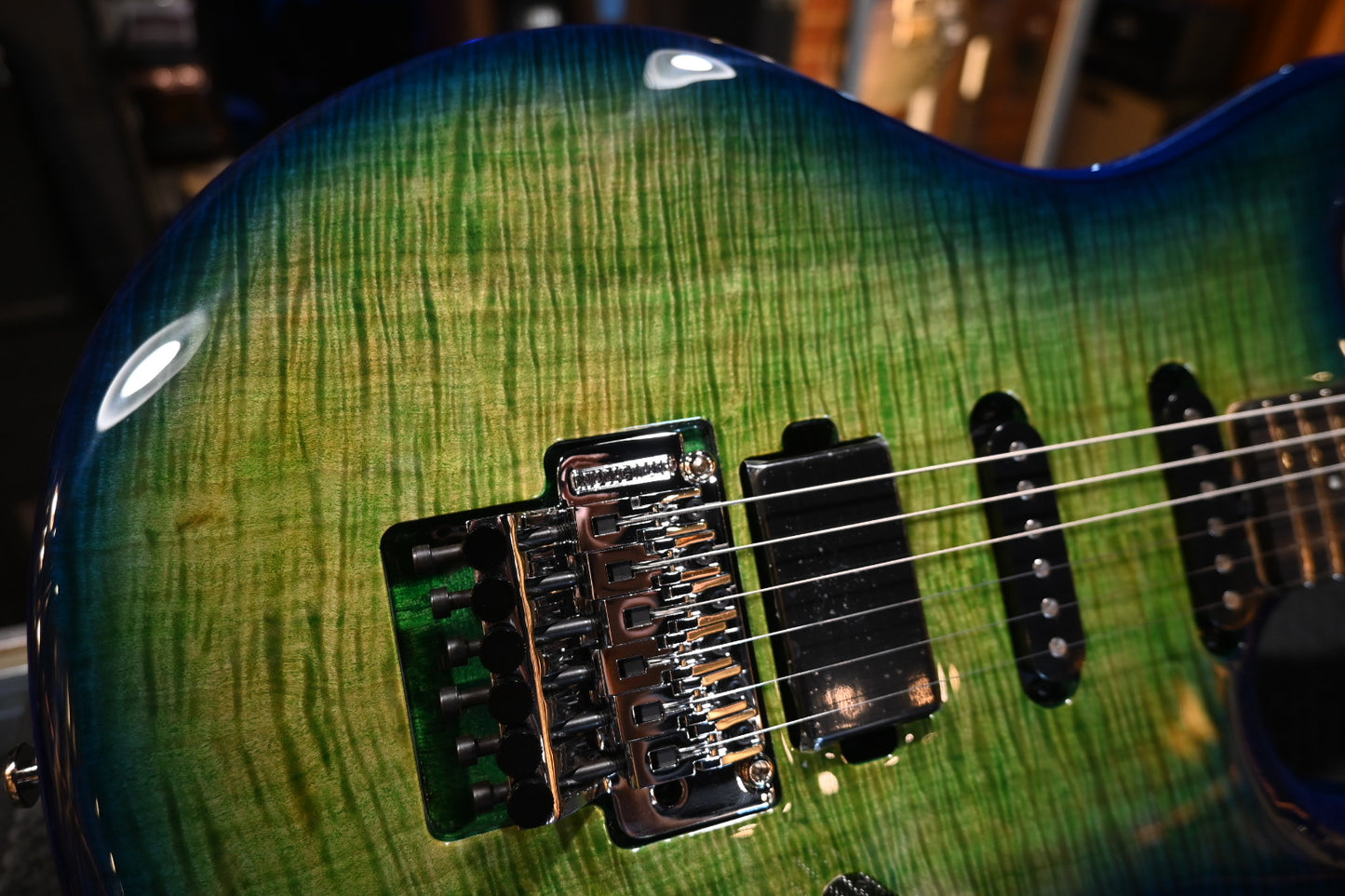 Music Man BFR Luke IV HSS Floyd - Green Tide Guitar #1569 - Danville Music