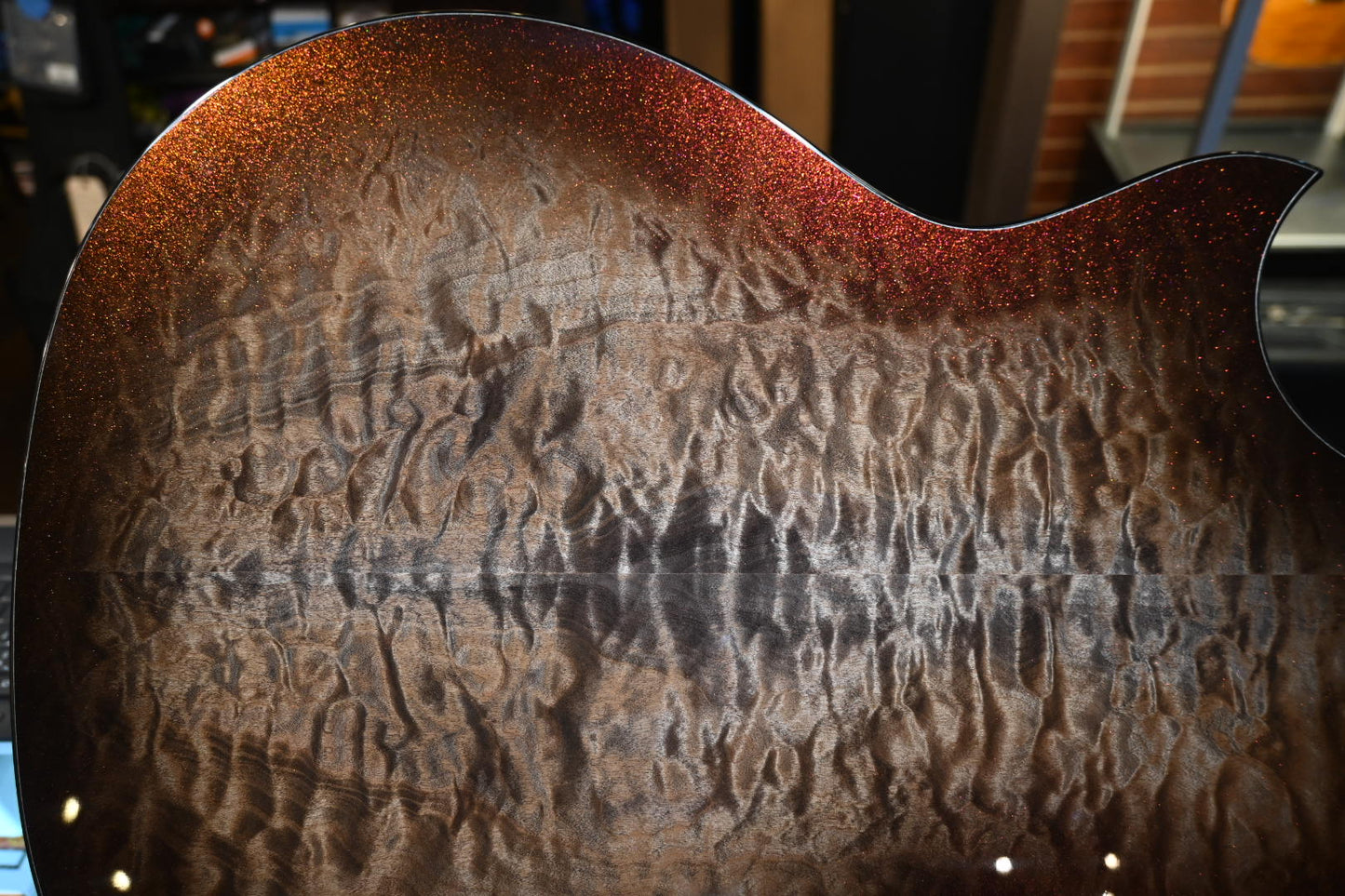 Taylor Custom GA Grand Auditorium Bearclaw Spruce/Big Leaf Quilt Maple Catch #26 - Silver Cranberry Supernova Guitar #4106 - Danville Music