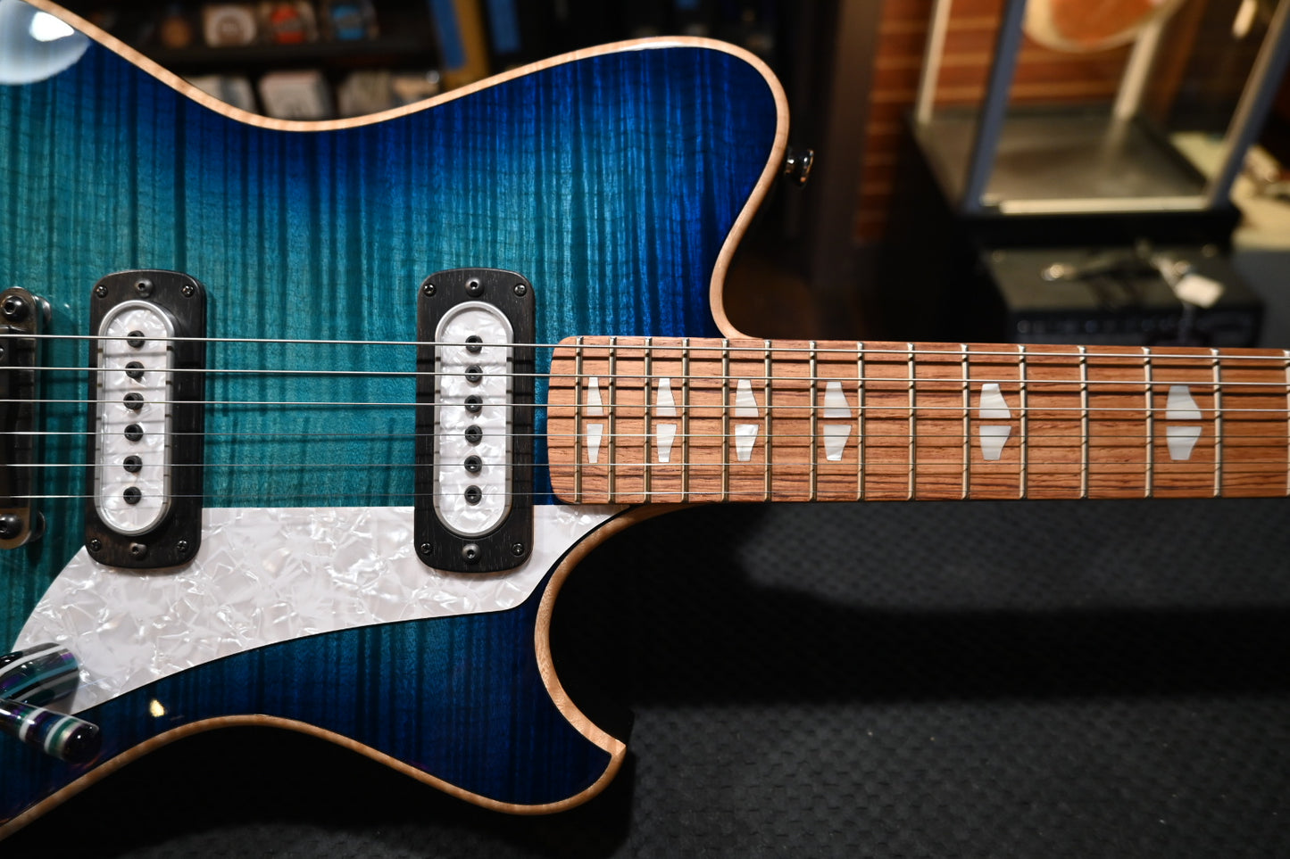 Powers Electric A-Type Select Maple PF42 CamTail - Blue Lagoon Guitar #A667 - Danville Music
