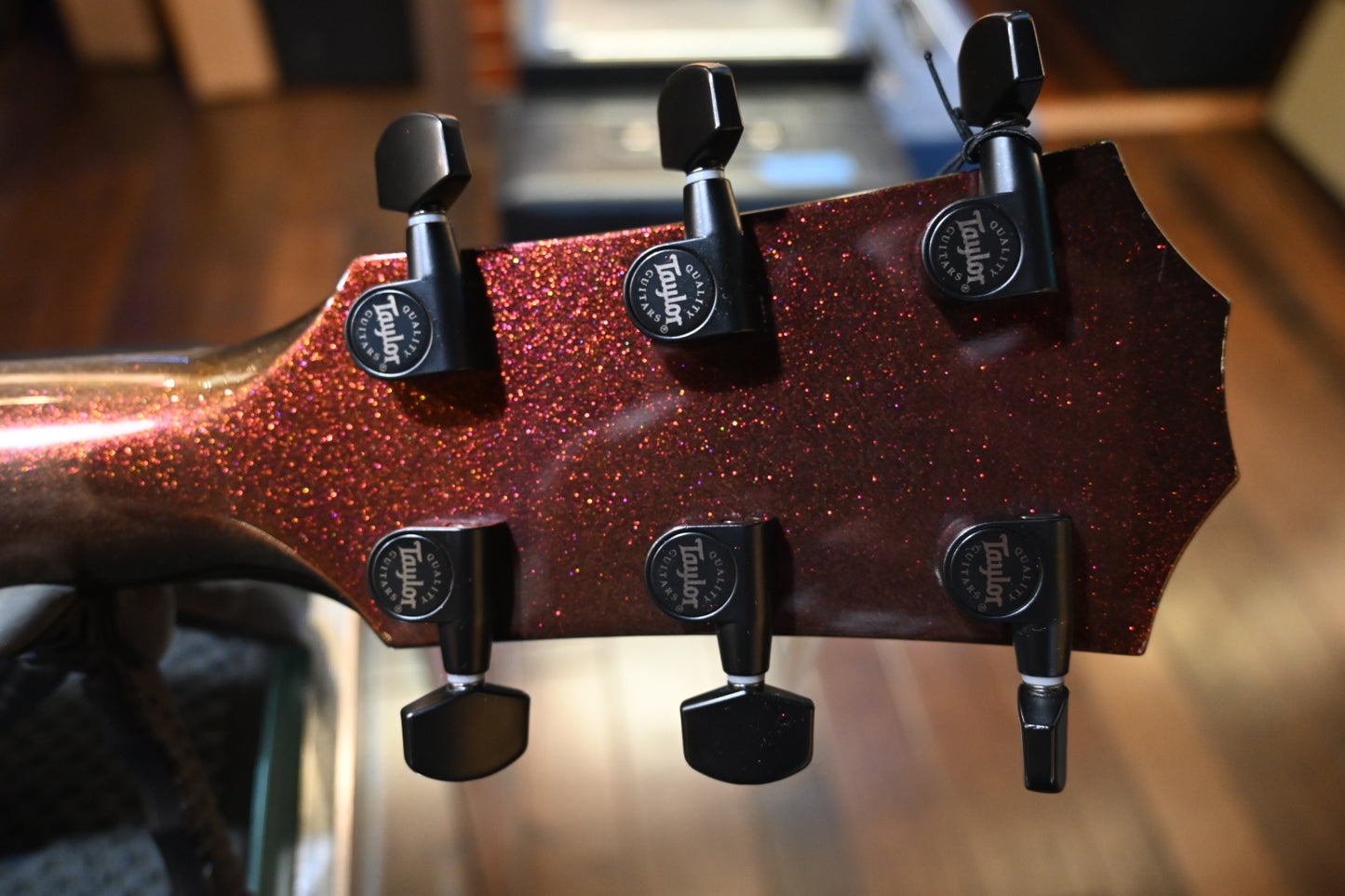 Taylor Custom GA Grand Auditorium Bearclaw Spruce/Big Leaf Quilt Maple Catch #26 - Silver Cranberry Supernova Guitar #4106 - Danville Music