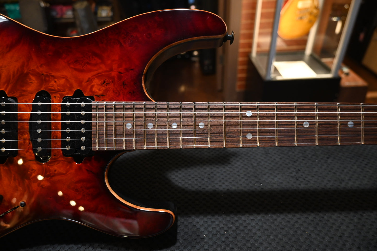 Suhr Custom Modern Waterfall Burl - Inferno Burst Guitar #8082 - Danville Music