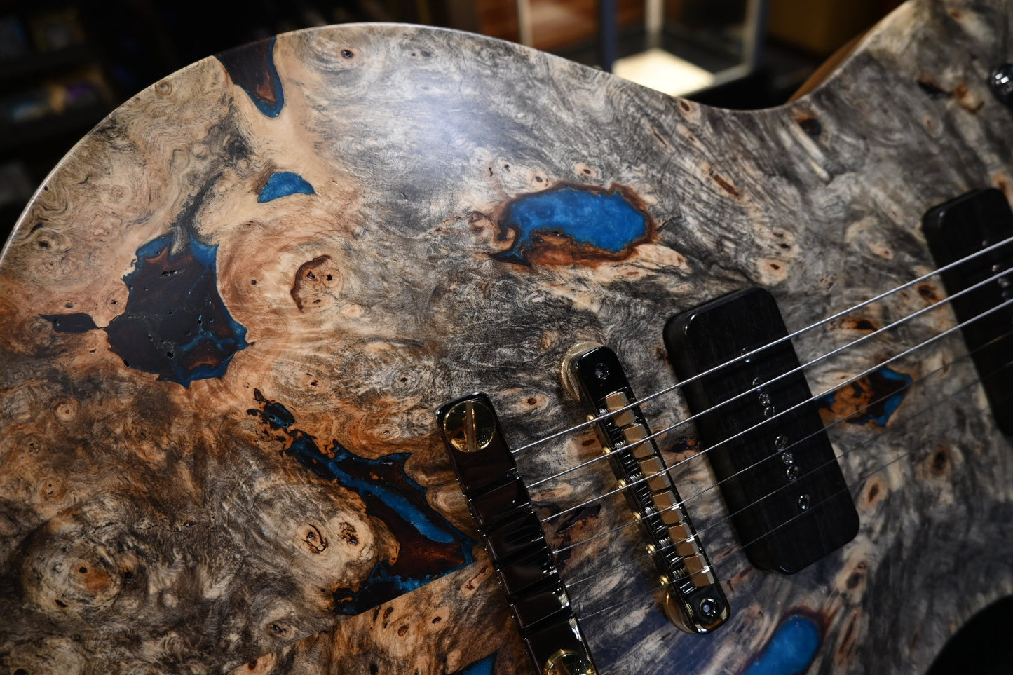 PRS Private Stock McCarty SC 594 Single-Cut Buckeye Burl “White Walker” - Blue Resin Fill Guitar #10496 - Danville Music