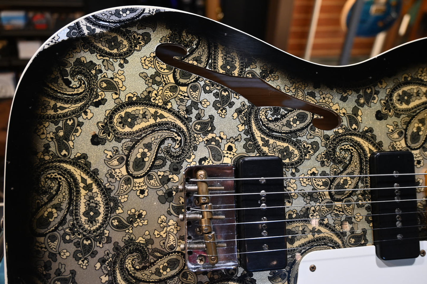 Fender Custom Shop LTD Dual P-90 Telecaster Relic 2023 - Aged Black Paisley Guitar #1877 - Danville Music