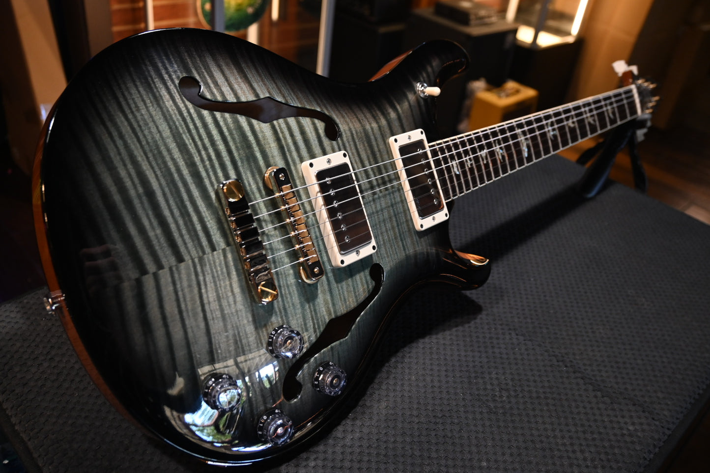 PRS Hollowbody II 594 2021 - Trampas Green Smokewrap Burst Guitar #8884 - Danville Music