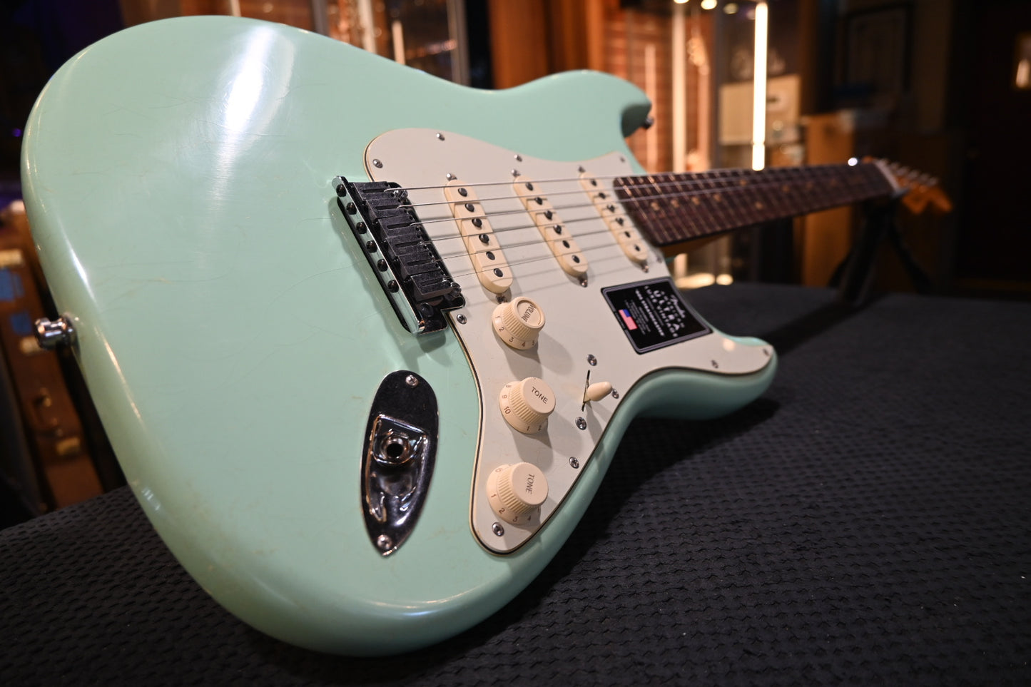 Fender American Ultra Luxe Vintage ‘60s Stratocaster - Surf Green Guitar #5466 - Danville Music