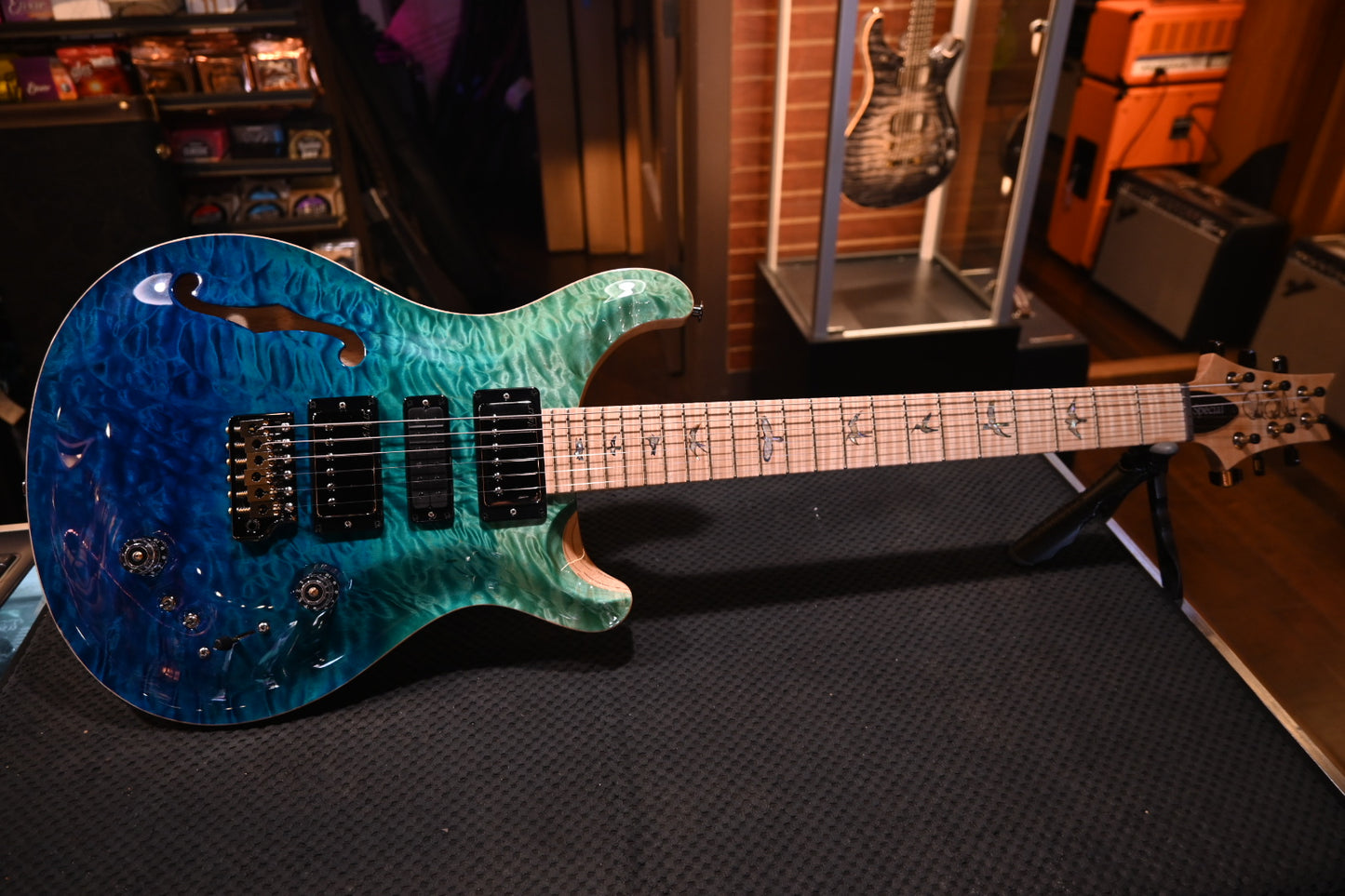 PRS Wood Library Special Semi-Hollow 10-Top Quilt Swamp Ash - Blue Fade Guitar #5198 - Danville Music