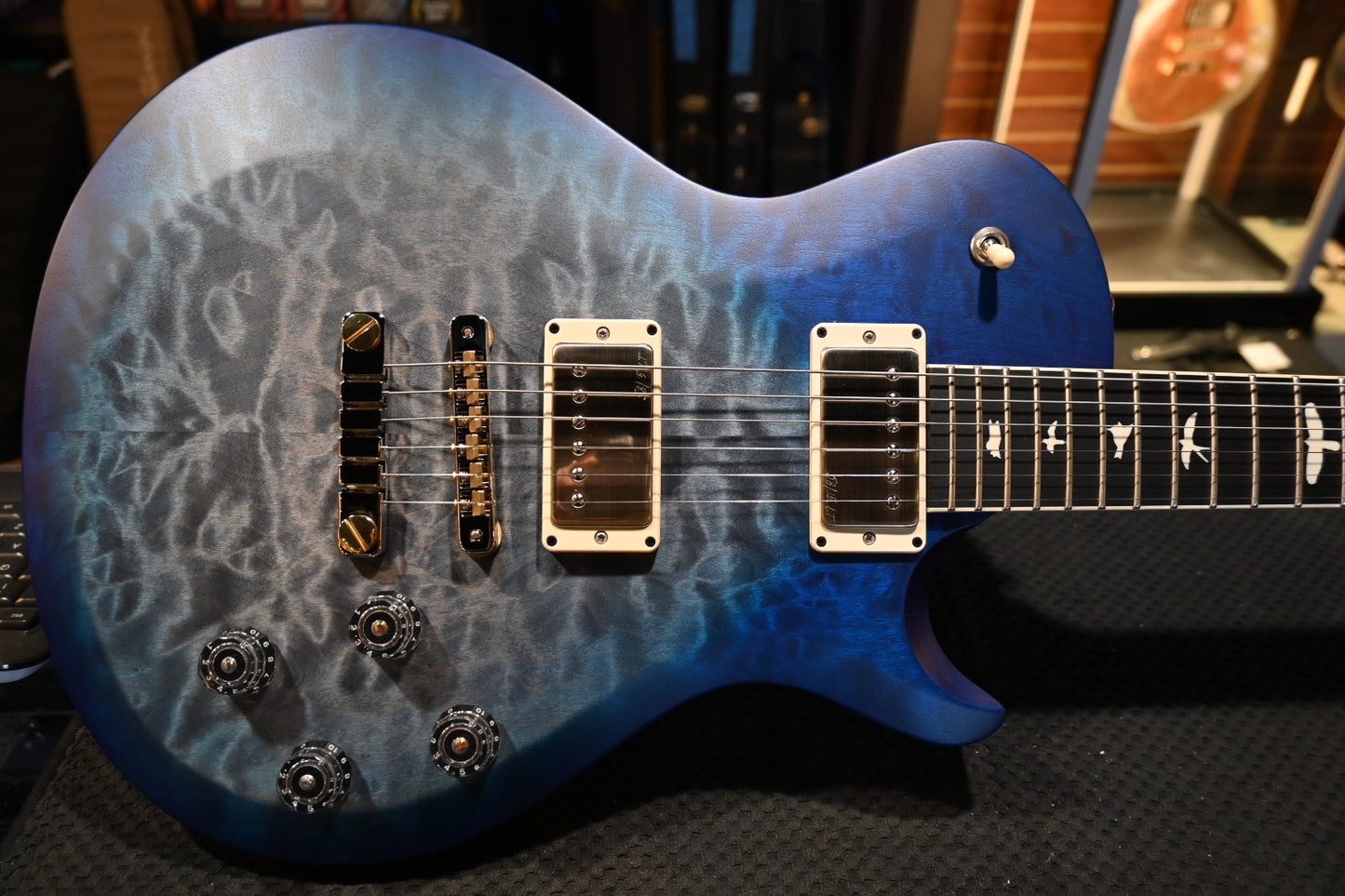 PRS Wood Library S2 McCarty SC 594 Single-Cut Quilt - Faded Gray Black Blue Burst Satin Guitar #9200 - Danville Music