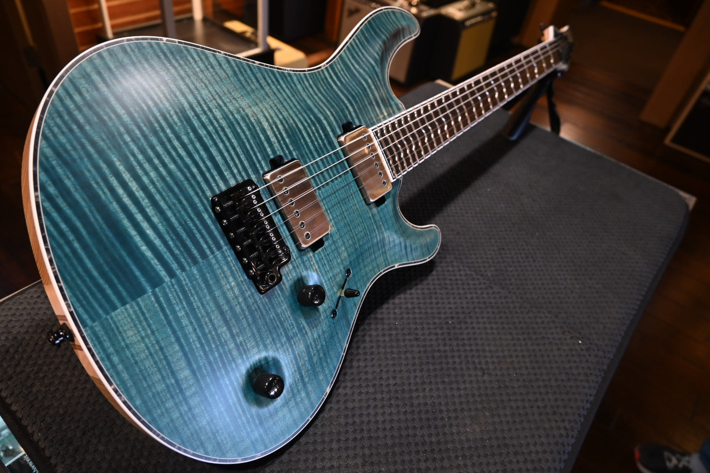 Mayones 40th Anniversary Regius Core V24 6 - Transparent Turquoise Satin Guitar #2219 - Danville Music