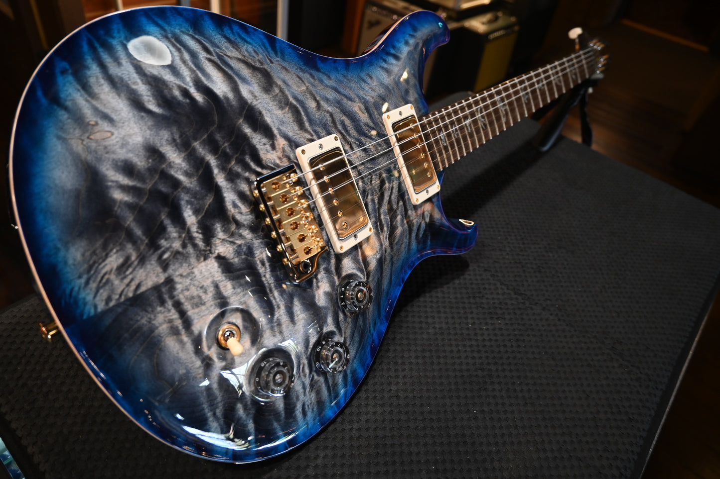 PRS Wood Library DGT 10-Top Quilt Brazilian Rosewood - Charcoal Blue Burst Guitar #0075 - Danville Music