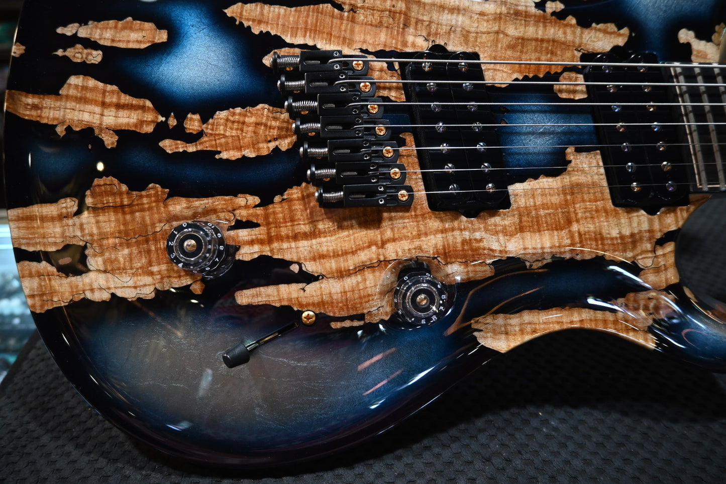PRS Private Stock Custom 24 7-String Multi-Scale Spalted Maple - Sub Zero Silver Leaf Guitar #9970 - Danville Music