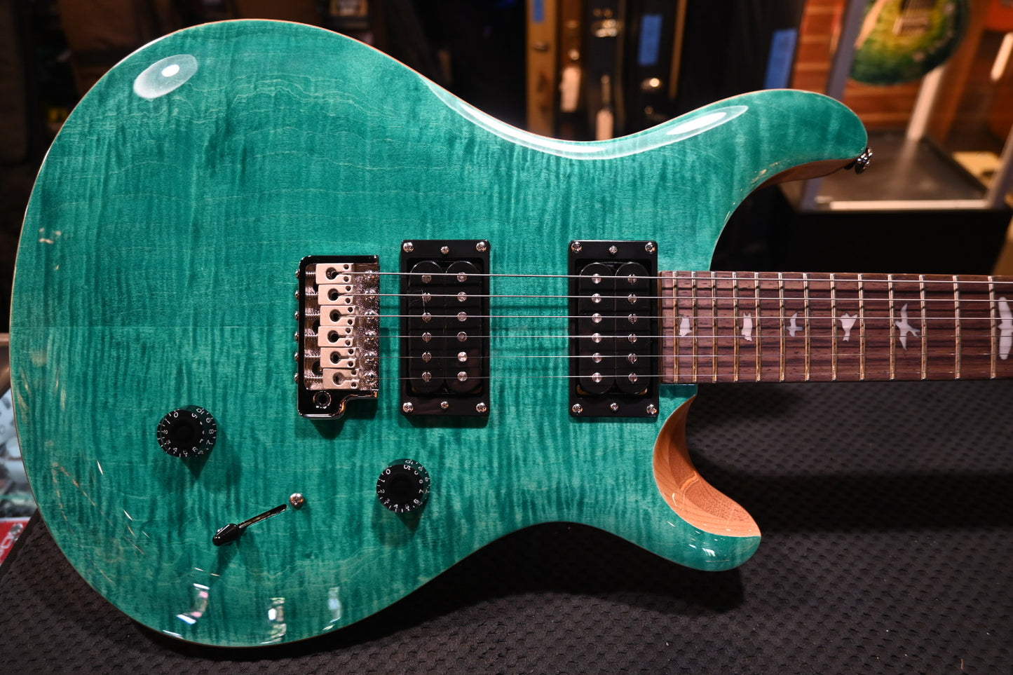 PRS SE Custom 24 Flamed Maple Veneer - Turquoise Guitar #3643 - Danville Music