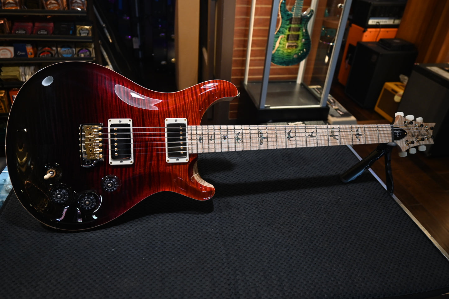 PRS Wood Library DGT 10-Top Figured Maple - Fire Red to Grey Black Fade Guitar #1923 - Danville Music