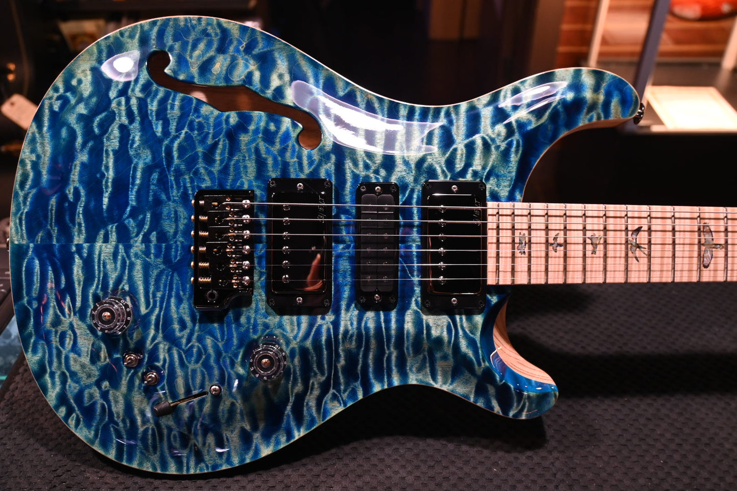 PRS Wood Library Special Semi-Hollow 10-Top Quilt Swamp Ash - River Blue Guitar #5200 - Danville Music