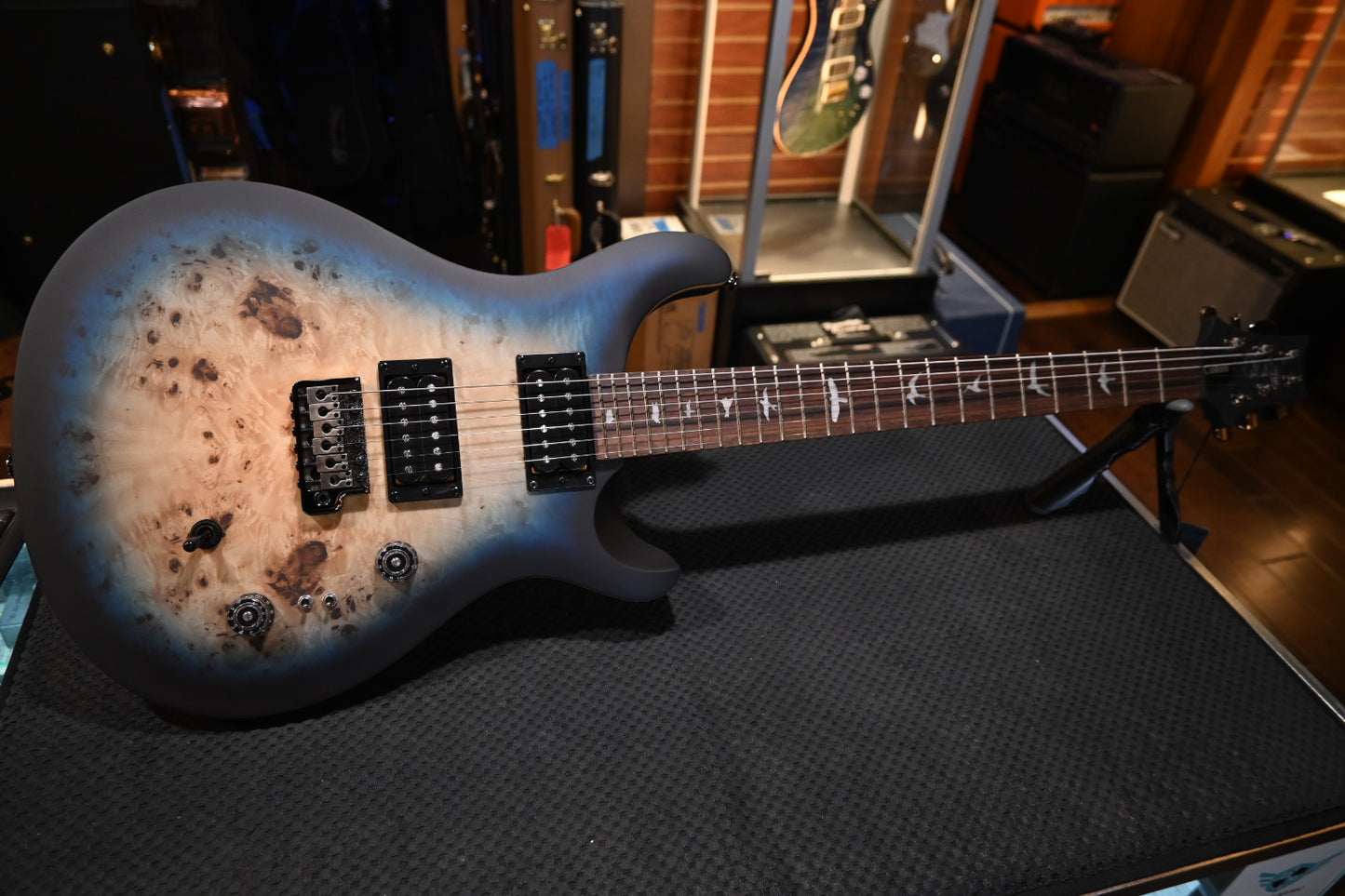 PRS SE “Exotic” Custom 24-08 Poplar Burl Limited Edition - Lake Blue Midnight Burst Guitar #0426 - Danville Music