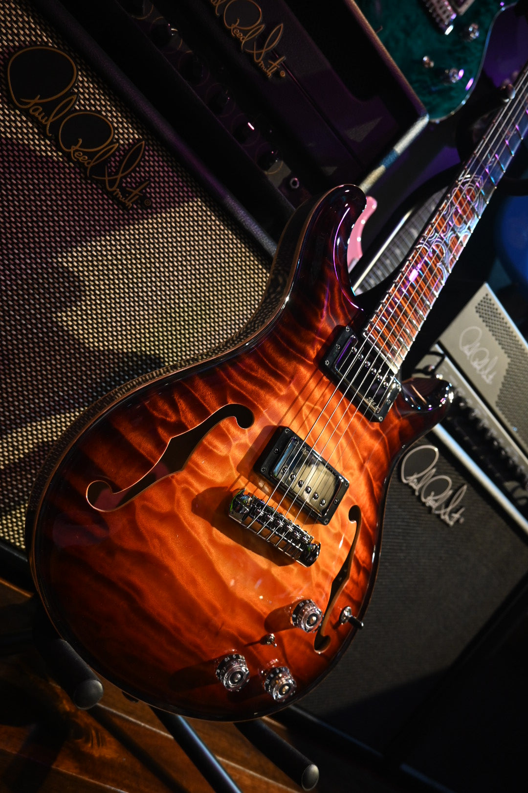 PRS Private Stock Hollowbody II Piezo Gothic - Electric Tiger Glow Guitar #10569 - Danville Music
