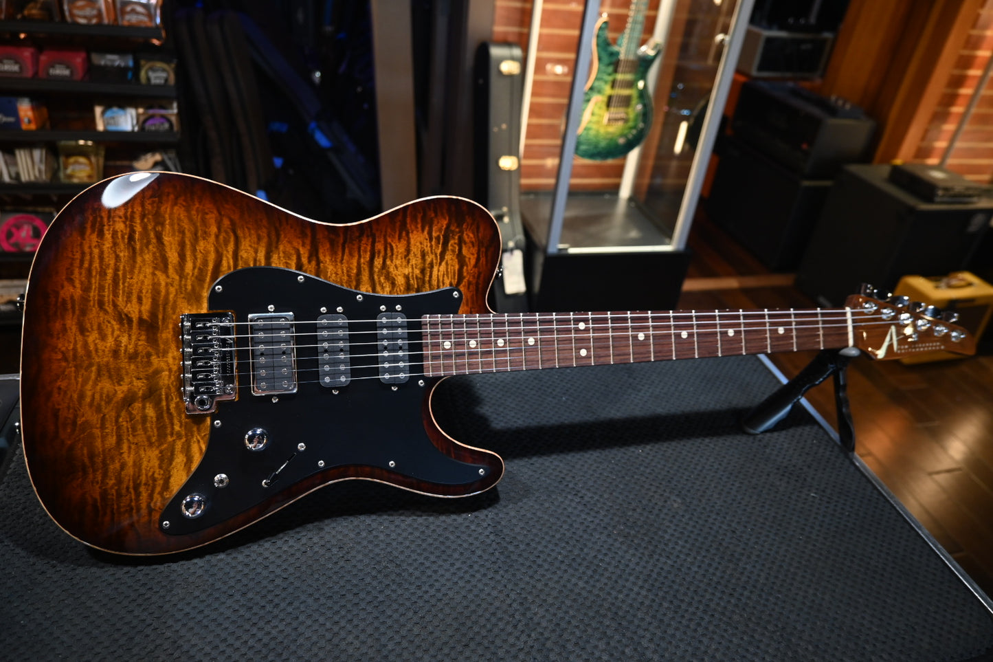 Tom Anderson Drop Mongrel Shorty Hollow 2015 - Tiger Eye Burst Guitar #215A - Danville Music