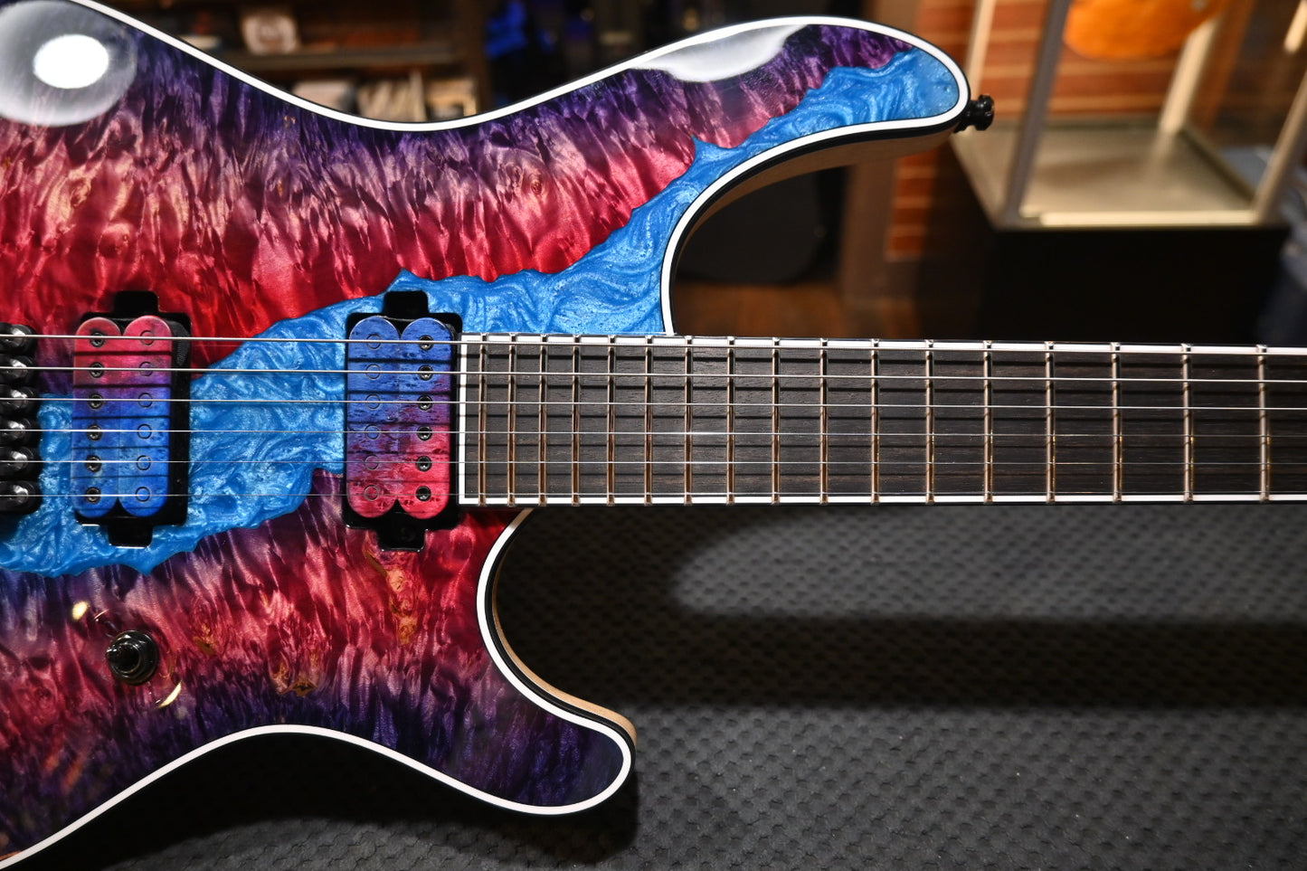 Mayones Regius 6 Custom Burl Maple Master Grade - Light Blue Stirred Resin Top Guitar #1007 - Danville Music
