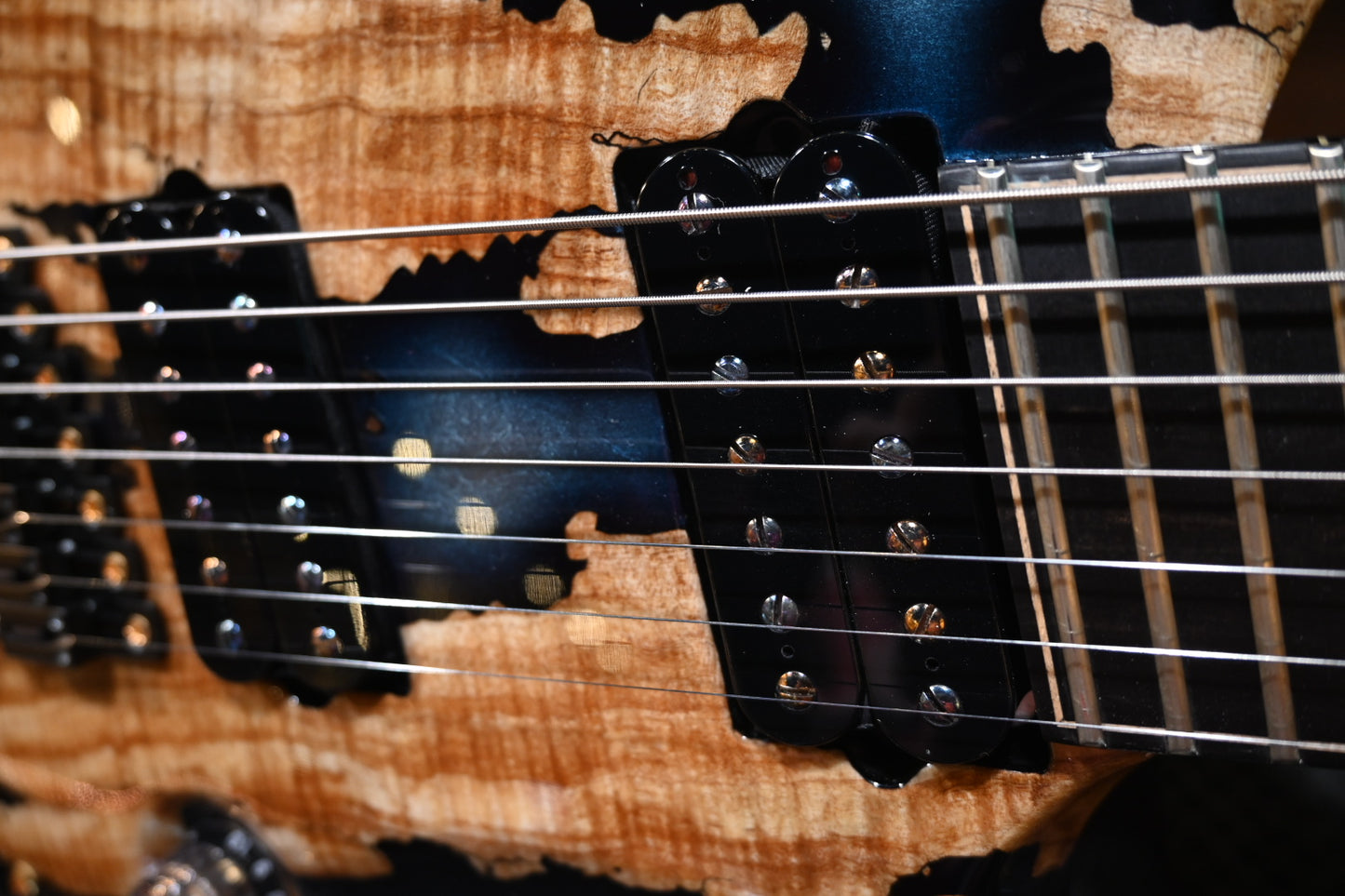 PRS Private Stock Custom 24 7-String Multi-Scale Spalted Maple - Sub Zero Silver Leaf Guitar #9970 - Danville Music