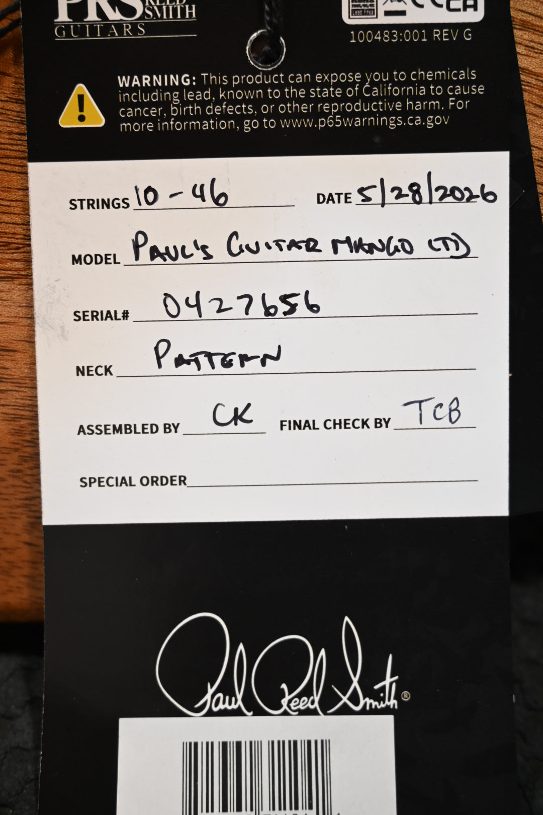 PRS Paul’s Guitar Mango Limited Edition - Charcoal Guitar #7656
