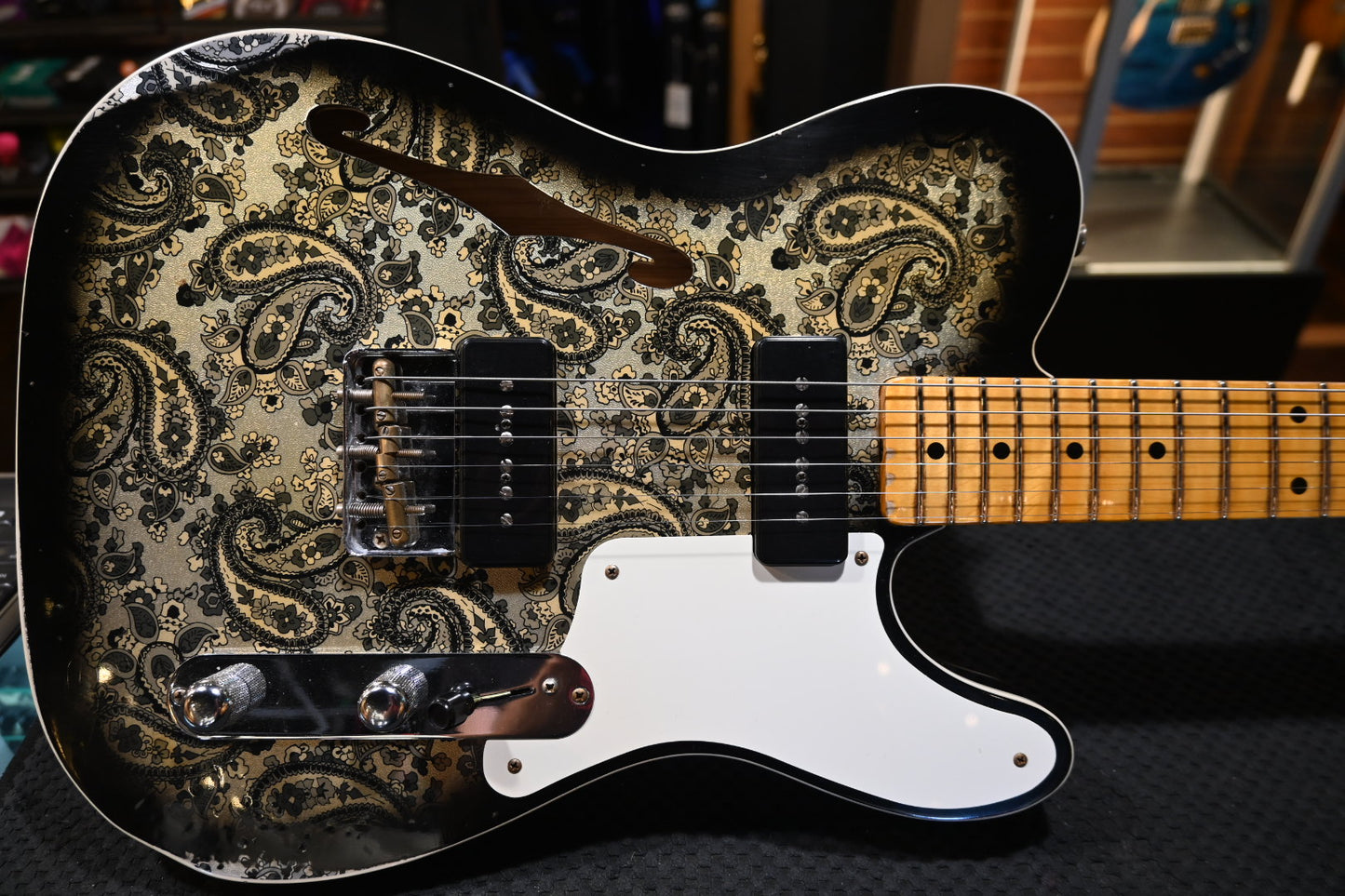 Fender Custom Shop LTD Dual P-90 Telecaster Relic 2023 - Aged Black Paisley Guitar #1877 - Danville Music