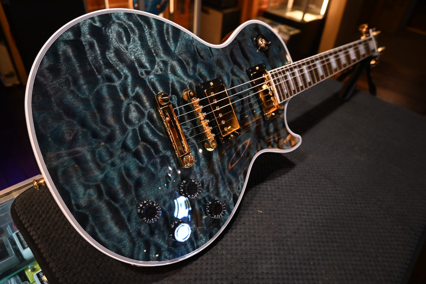 Gibson Custom Shop Les Paul Axcess Custom 5A Quilt PSL - Nordic Blue Guitar #0416 - Danville Music
