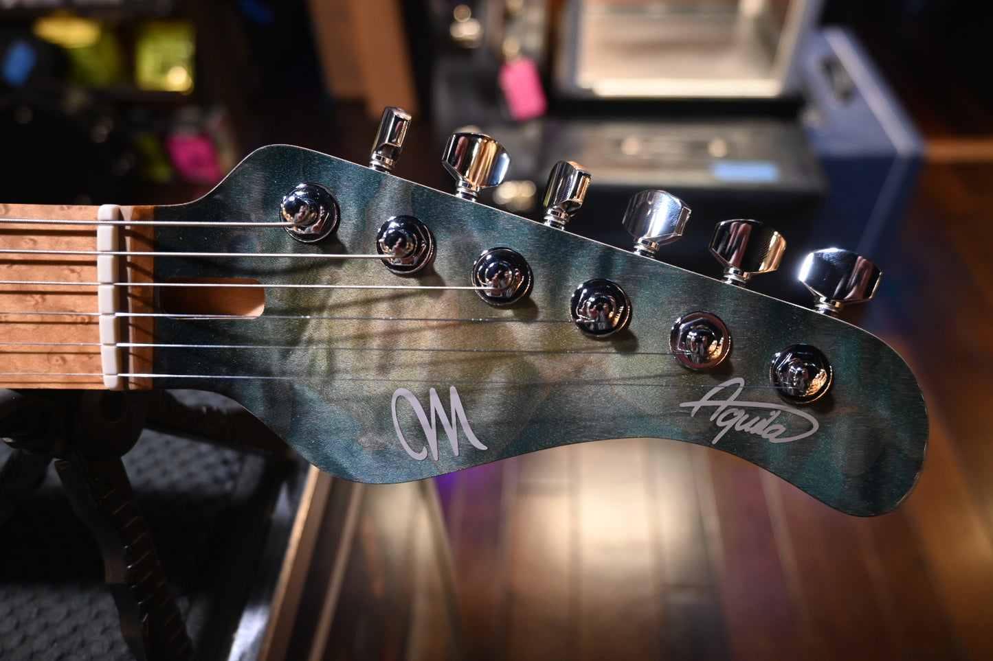 Mayon s Aquila Elite S 6 - Faded Trans Aquamarine Guitar #7442