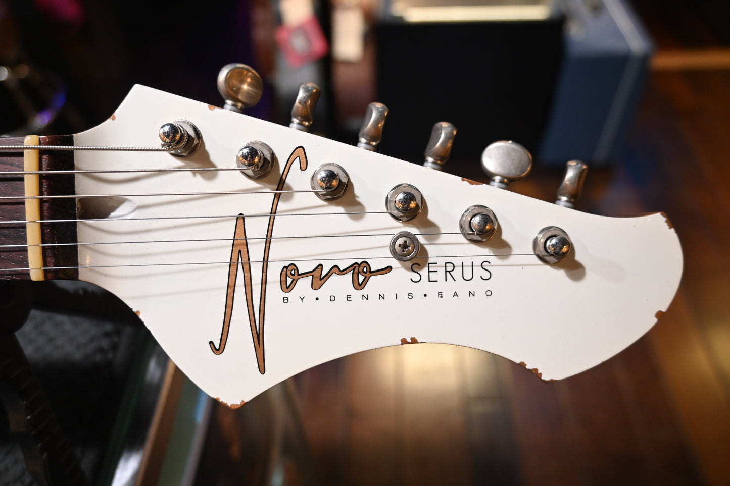 Novo Serus J LTD - Olympic White over Candy Apple Red Guitar #5356