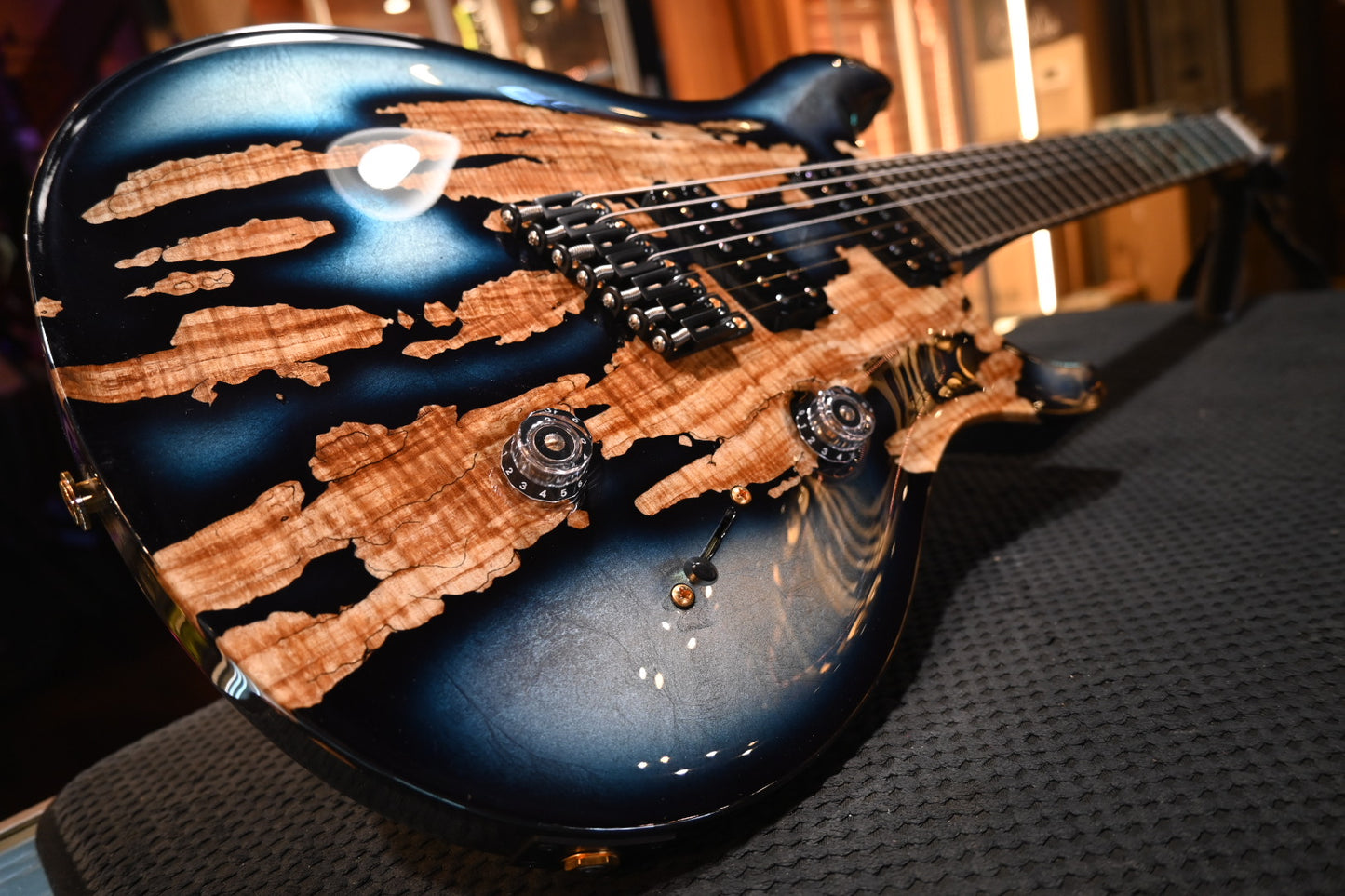 PRS Private Stock Custom 24 7-String Multi-Scale Spalted Maple - Sub Zero Silver Leaf Guitar #9970 - Danville Music