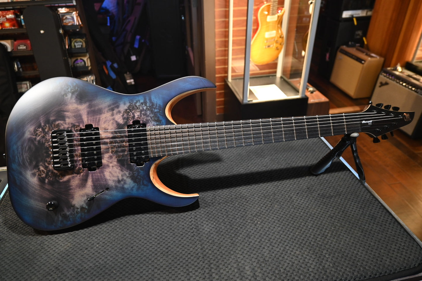 Mayones Duvell Elite 7 - Trans Dirty Purple Blue Burst Satine Guitar #1276 - Danville Music