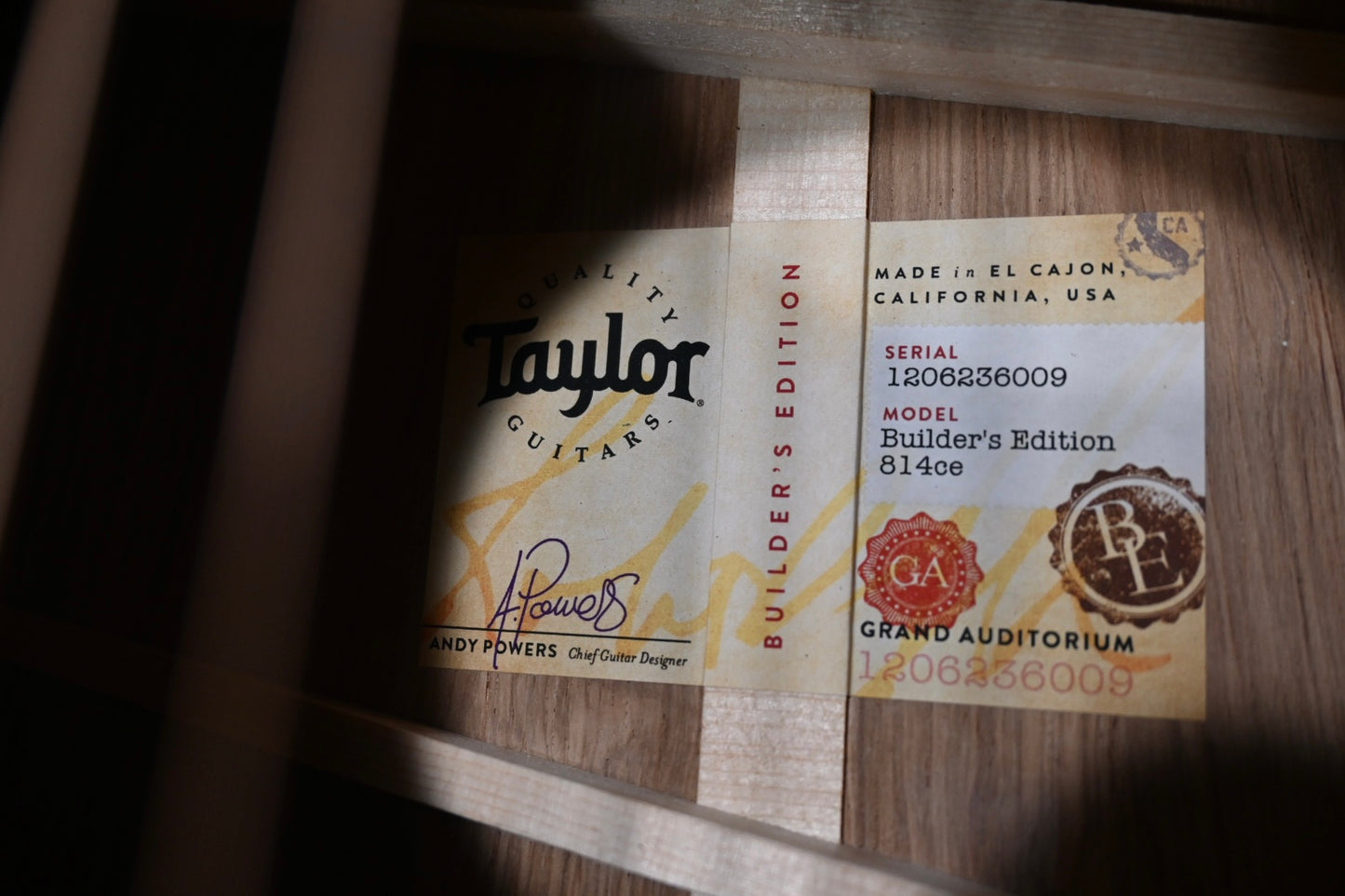 Taylor Next Generation 814ce Builder's Edition Adirondack/Honduran Rosewood - Shaded Edge Burst Guitar #6009