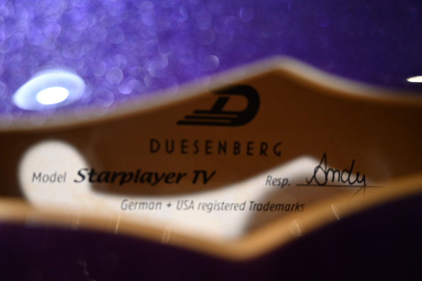 Duesenberg Starplayer TV - Galaxy Burst Purple Guitar #5980