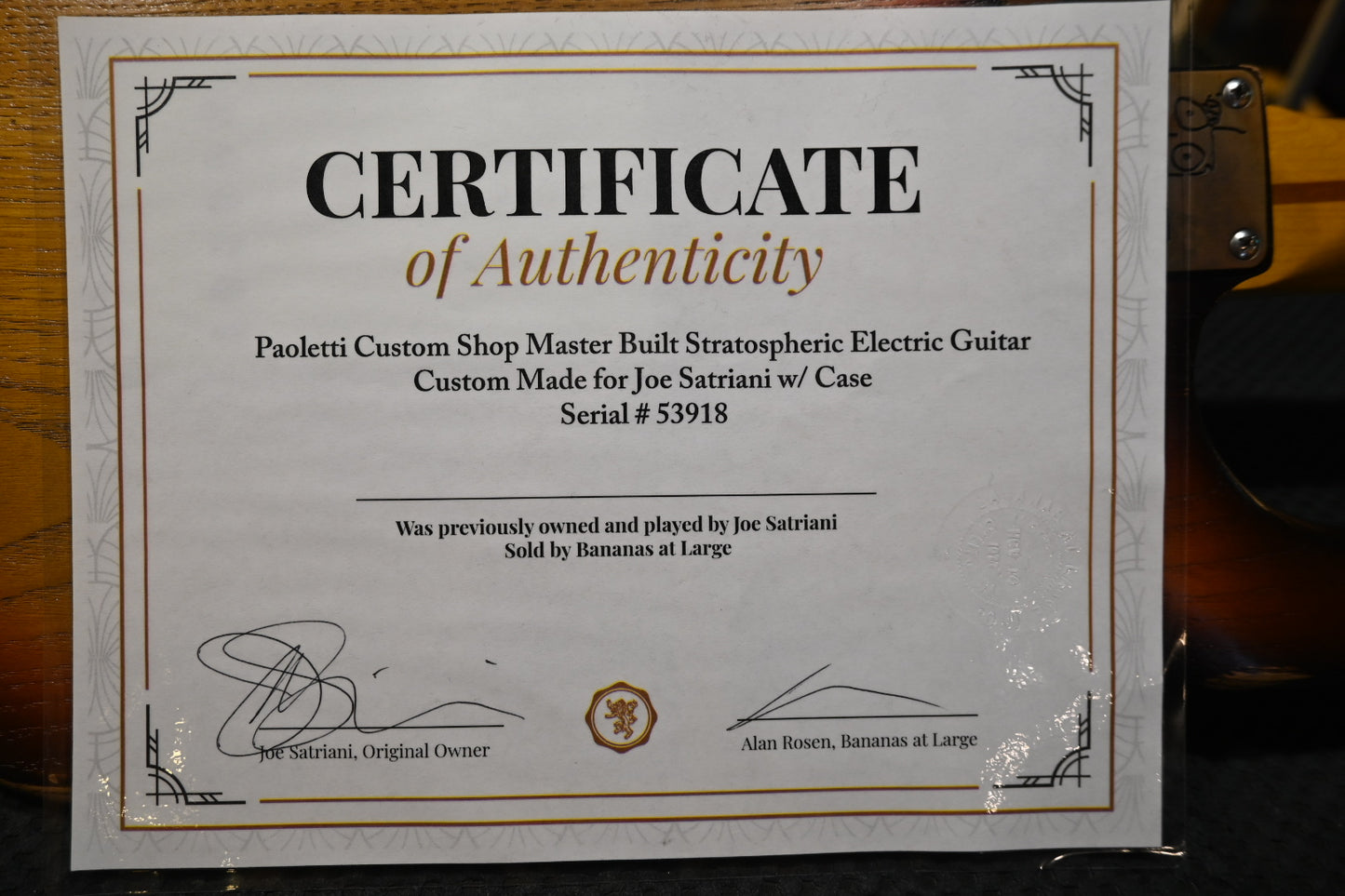 Paoletti Custom Shop Masterbuilt Stratospheric Owned By Joe Satriani - 3-Color Sunburst Guitar #3918 - Danville Music