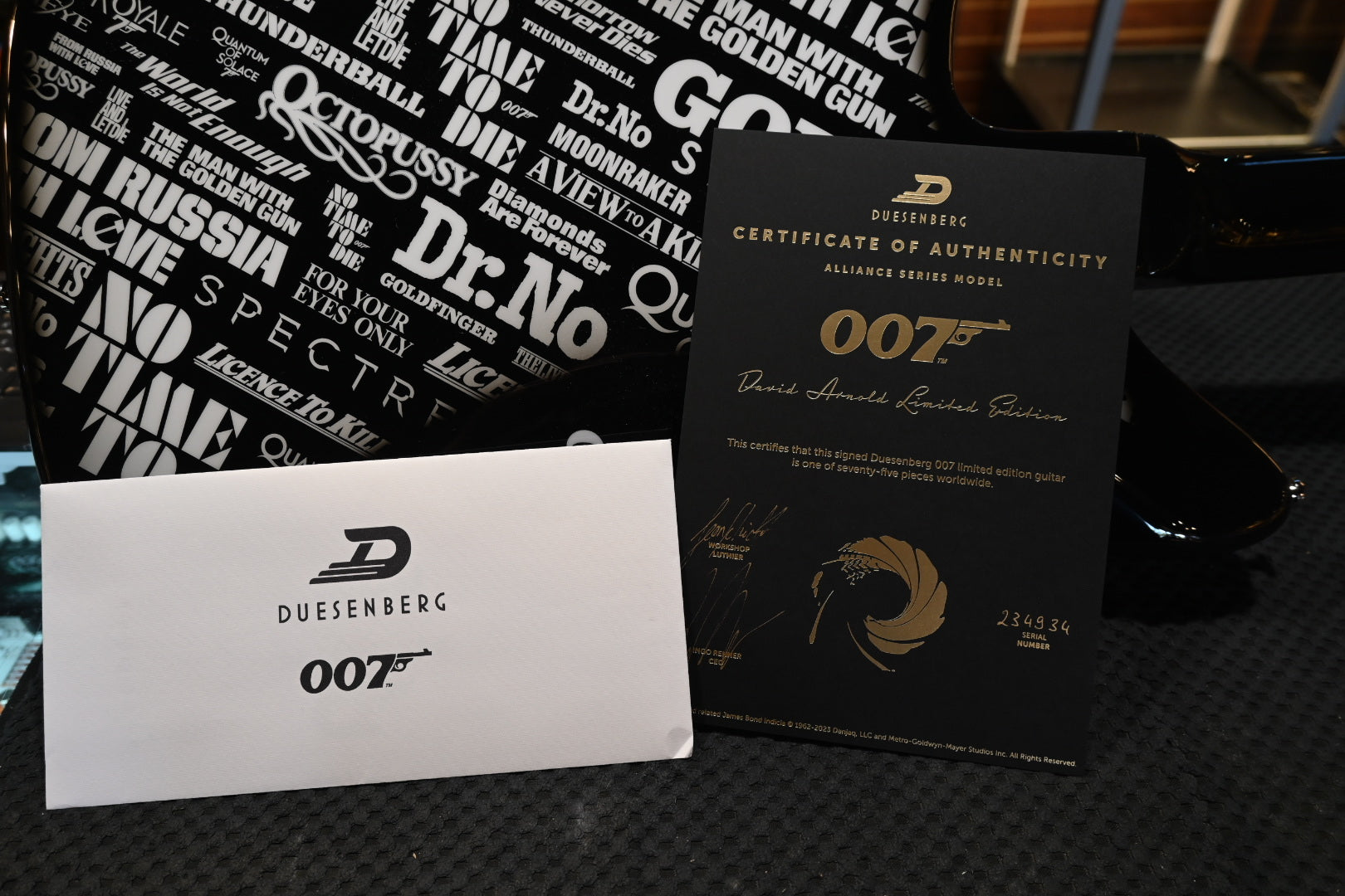 Duesenberg Alliance James Bond 007 Paloma David Arnold Edition - Monochrome Black and White Guitar #4934 - Danville Music