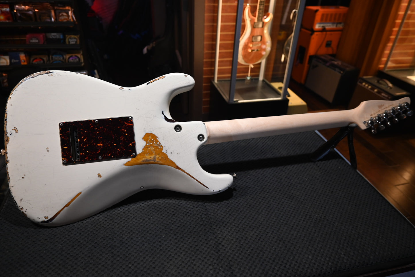 Tom Anderson Icon Classic In-Distress - Olympic White over Tobacco Burst Guitar #923N - Danville Music