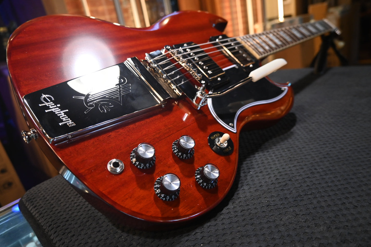 Epiphone Inspired by Gibson Custom 1964 SG Standard with Maestro Vibrola Reissue - Cherry Red Guitar #8734 - Danville Music
