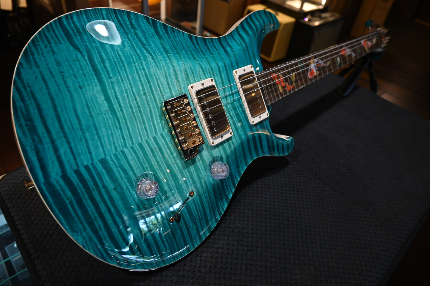 PRS Private Stock Custom 24 Koi Inlay - Bahamian Blue Glow Guitar #10498 - Danville Music