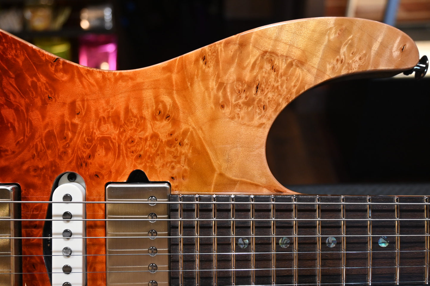 Suhr Custom Modern Carved Top Set Neck Waterfall Burl - Desert Gradient Guitar #2640 - Danville Music