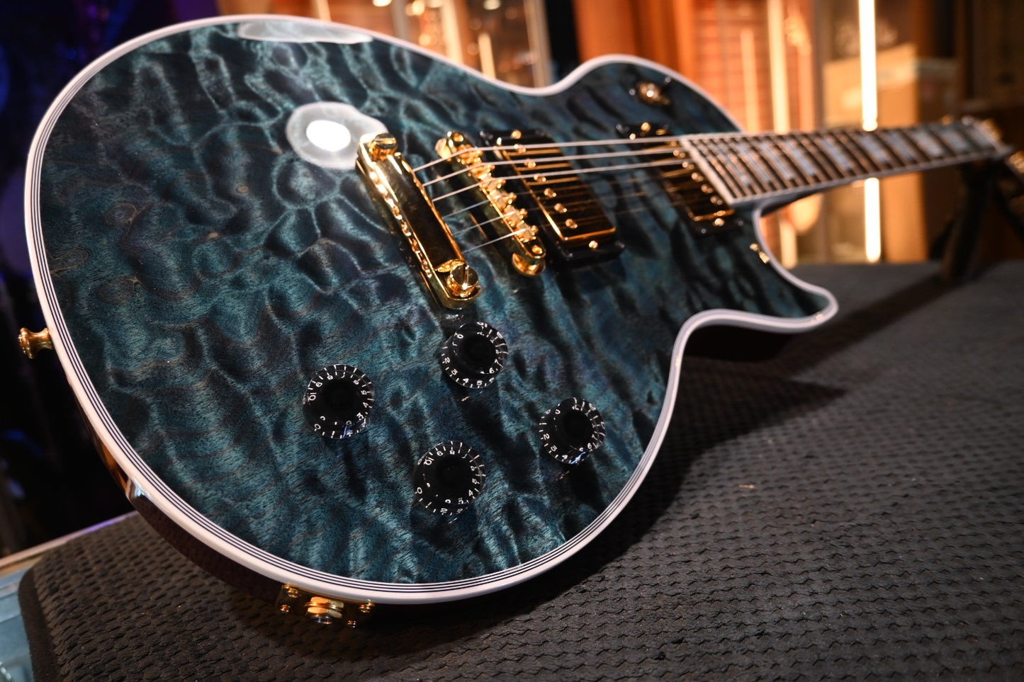 Gibson Custom Shop Les Paul Axcess Custom 5A Quilt PSL - Nordic Blue Guitar #0416 - Danville Music