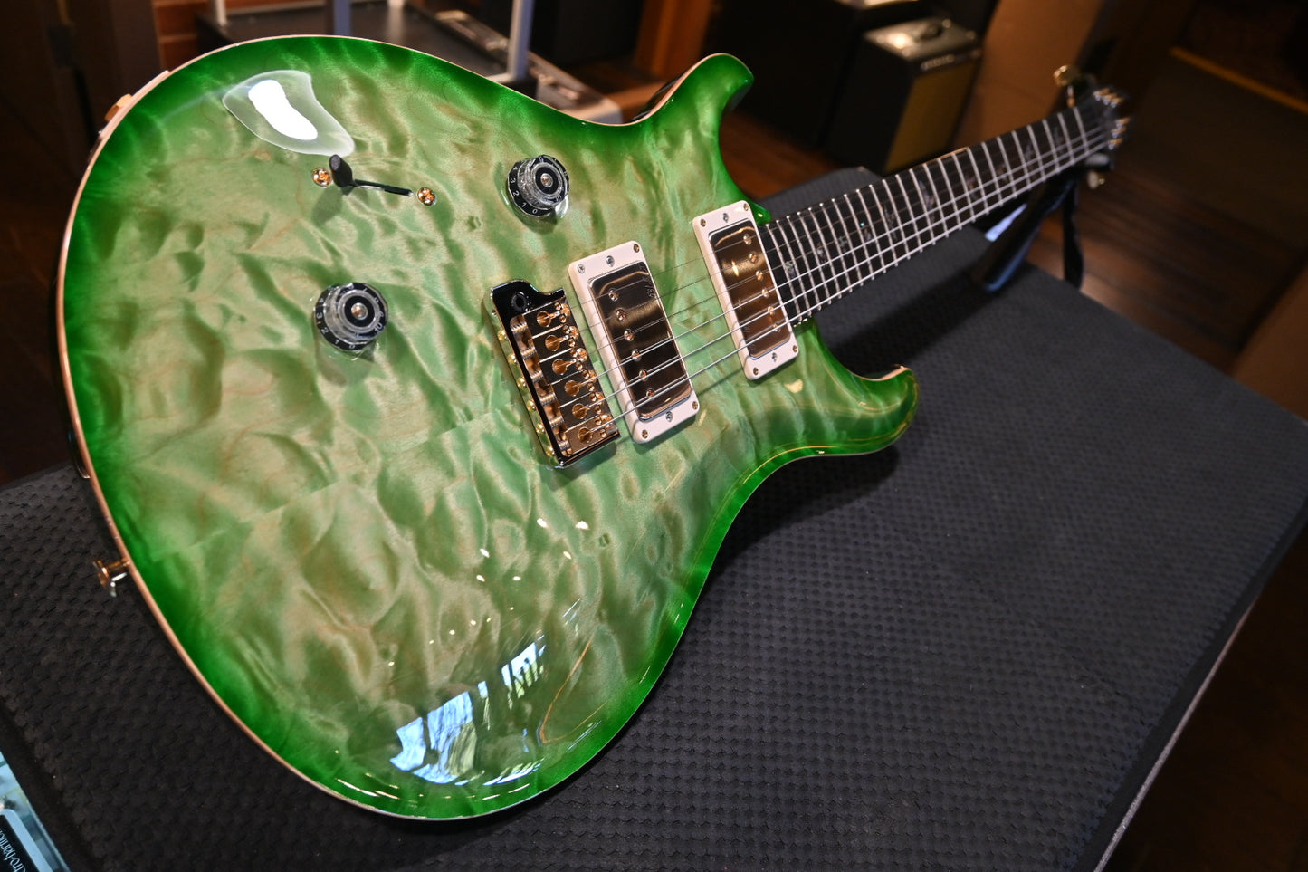 PRS Custom 24 Lefty 10-Top Quilt - Trampas Green Fade Guitar #9333 - Danville Music