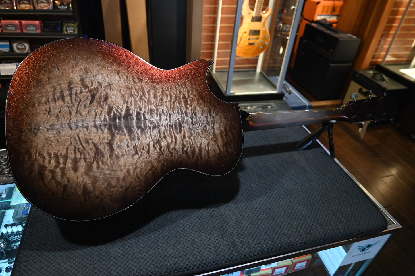 Taylor Custom GA Grand Auditorium Bearclaw Spruce/Big Leaf Quilt Maple Catch #26 - Silver Cranberry Supernova Guitar #4106 - Danville Music