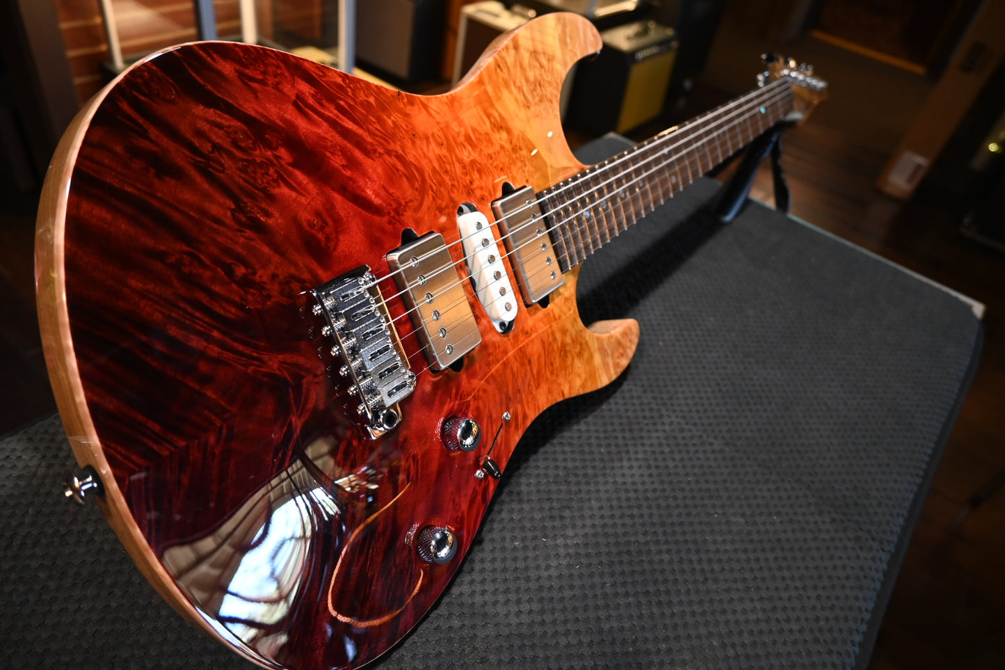 Suhr Custom Modern Carved Top Set Neck Waterfall Burl - Desert Gradient Guitar #2640 - Danville Music